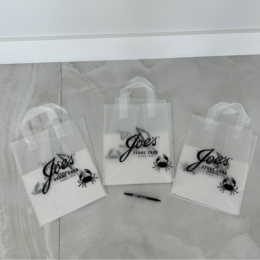 3 Ultra Famous Joe’s Stone Crab Take Out Bags and Pen Since 1913